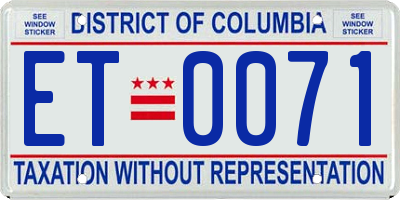 DC license plate ET0071