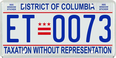 DC license plate ET0073