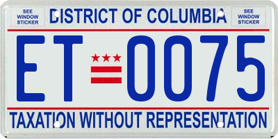 DC license plate ET0075