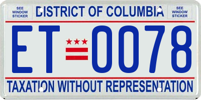 DC license plate ET0078