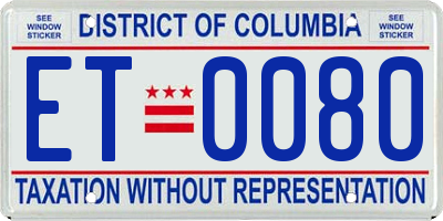 DC license plate ET0080