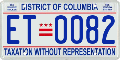 DC license plate ET0082