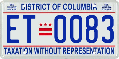 DC license plate ET0083