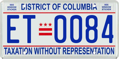 DC license plate ET0084