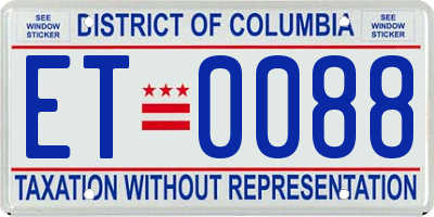 DC license plate ET0088