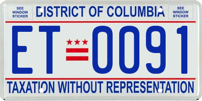 DC license plate ET0091