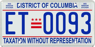 DC license plate ET0093
