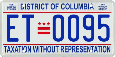 DC license plate ET0095