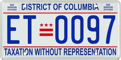 DC license plate ET0097