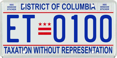 DC license plate ET0100