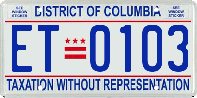 DC license plate ET0103