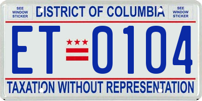 DC license plate ET0104