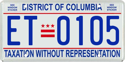 DC license plate ET0105