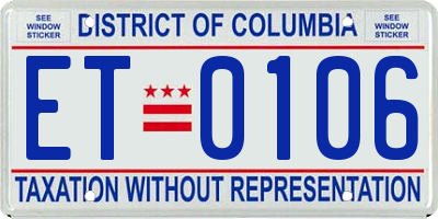 DC license plate ET0106