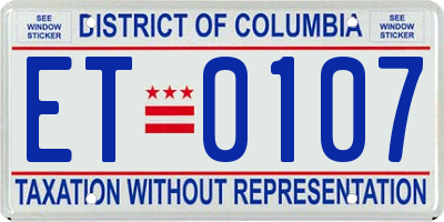 DC license plate ET0107