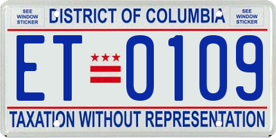 DC license plate ET0109