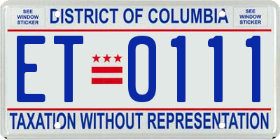 DC license plate ET0111