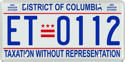 DC license plate ET0112