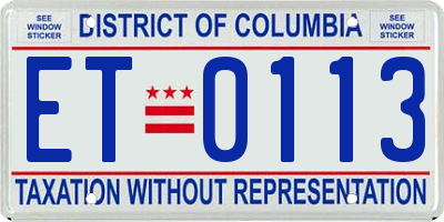 DC license plate ET0113