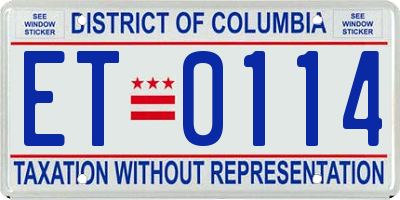 DC license plate ET0114