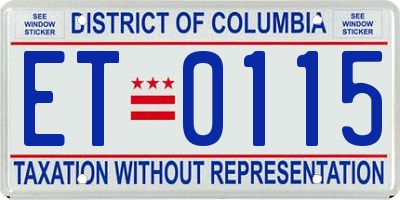 DC license plate ET0115