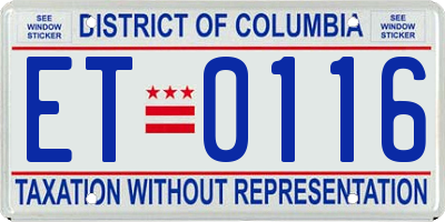 DC license plate ET0116
