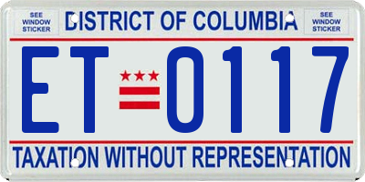 DC license plate ET0117