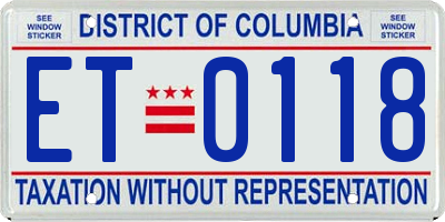 DC license plate ET0118
