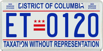 DC license plate ET0120