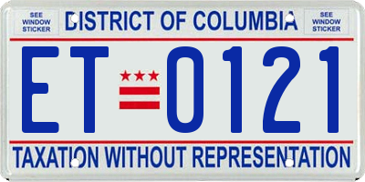 DC license plate ET0121