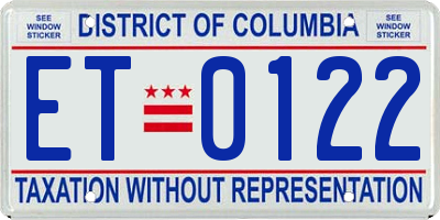 DC license plate ET0122