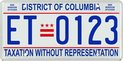 DC license plate ET0123
