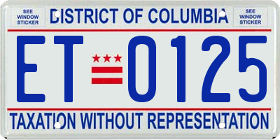 DC license plate ET0125