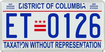 DC license plate ET0126