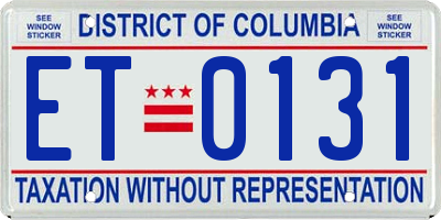 DC license plate ET0131