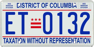 DC license plate ET0132