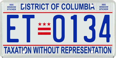 DC license plate ET0134