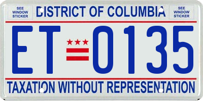 DC license plate ET0135