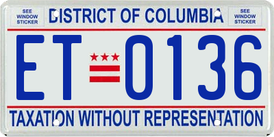 DC license plate ET0136
