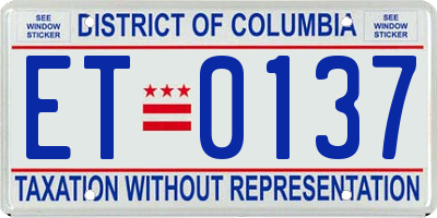 DC license plate ET0137