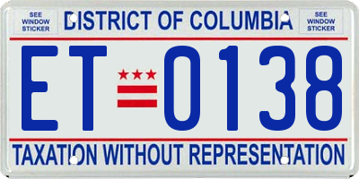 DC license plate ET0138
