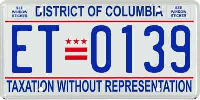 DC license plate ET0139