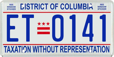 DC license plate ET0141
