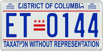 DC license plate ET0144
