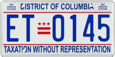 DC license plate ET0145