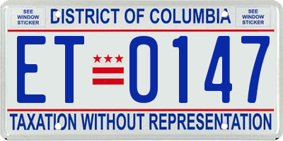 DC license plate ET0147