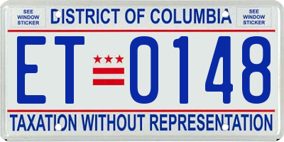 DC license plate ET0148
