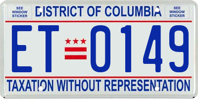 DC license plate ET0149