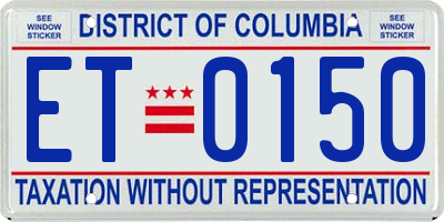 DC license plate ET0150