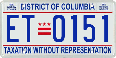 DC license plate ET0151